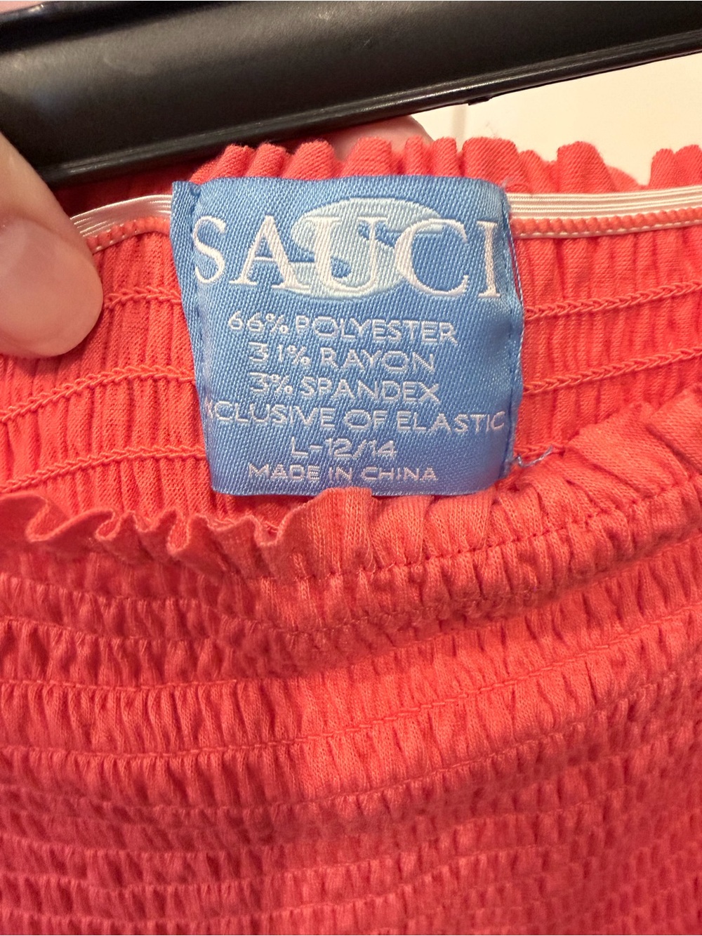 Saucy brand strapless Smocked Coral Maxi dress size Large - Picture 3 of 3